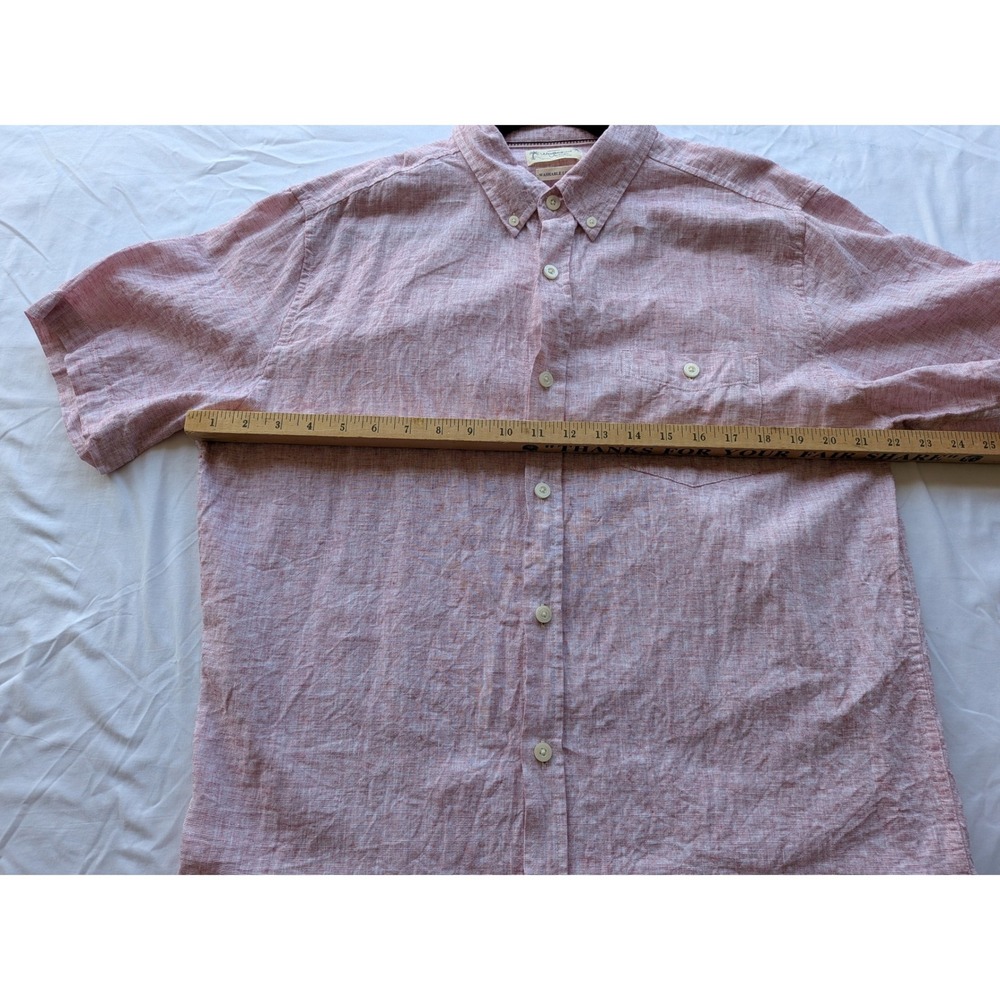 Weatherproof Vintage Mens Large Red Washable Linen Short Sleeve Button Down - Picture 6 of 6